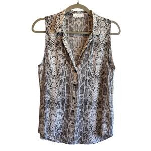 Equipment Femme Sleeveless Snakeskin Print Silk Button Down Blouse - size Small